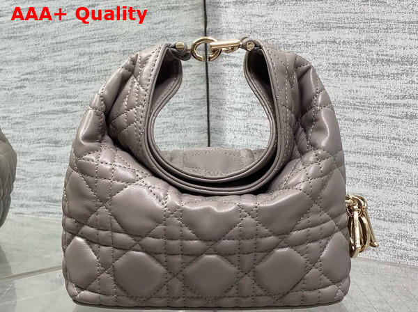 Dior Mini Toujours Hobo Bag in Gray Cannage Lambskin Replica