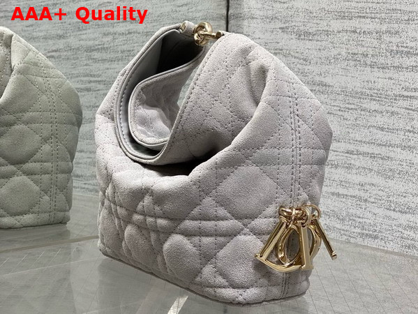 Dior Mini Toujours Hobo Bag in Gray Cannage Suede Goatskin Replica
