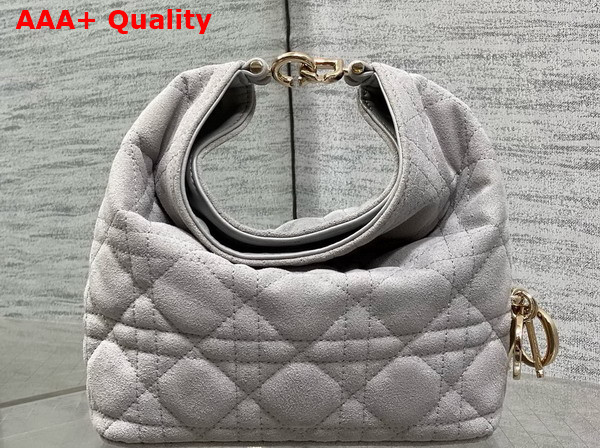 Dior Mini Toujours Hobo Bag in Gray Cannage Suede Goatskin Replica