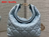 Dior Mini Toujours Hobo Bag in Ice Blue Cannage Lambskin Replica