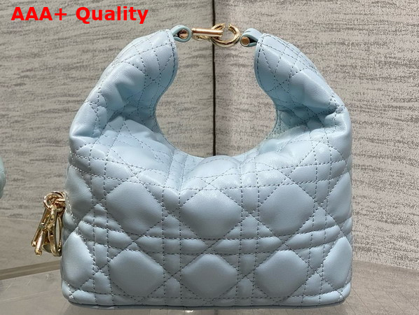 Dior Mini Toujours Hobo Bag in Ice Blue Cannage Lambskin Replica