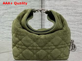 Dior Mini Toujours Hobo Bag in Khaki Cannage Suede Goatskin Replica