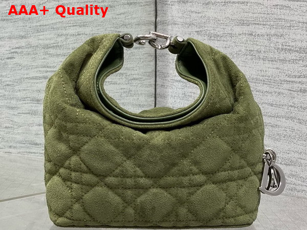 Dior Mini Toujours Hobo Bag in Khaki Cannage Suede Goatskin Replica