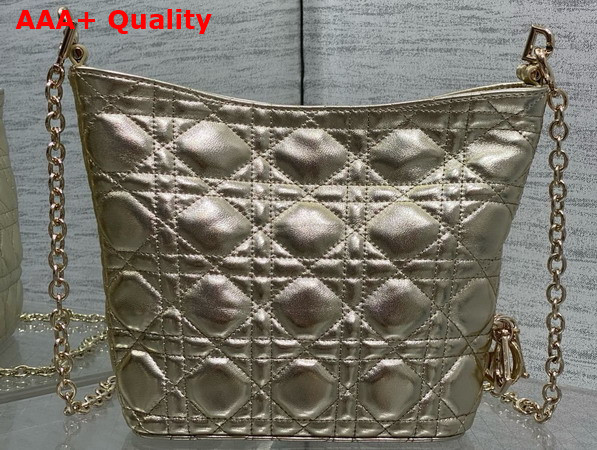 Dior Mini Toujours Hobo Bag in Metallic Gold Cannage Lambskin Replica