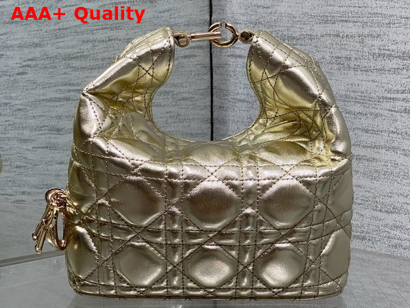 Dior Mini Toujours Hobo Bag in Metallic Gold Cannage Lambskin Replica
