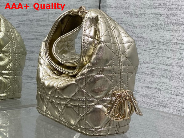 Dior Mini Toujours Hobo Bag in Metallic Gold Cannage Lambskin Replica
