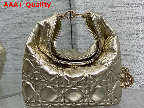 Dior Mini Toujours Hobo Bag in Metallic Gold Cannage Lambskin Replica