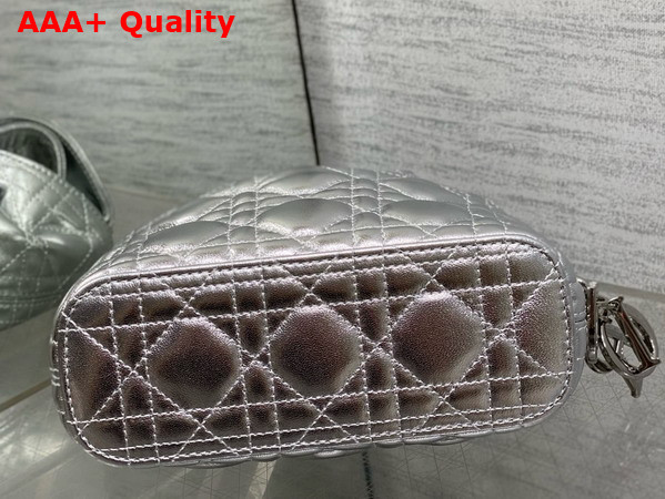 Dior Mini Toujours Hobo Bag in Metallic Silver Cannage Lambskin Replica