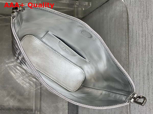 Dior Mini Toujours Hobo Bag in Metallic Silver Cannage Lambskin Replica