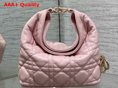 Dior Mini Toujours Hobo Bag in Soupir Pink Cannage Lambskin Replica