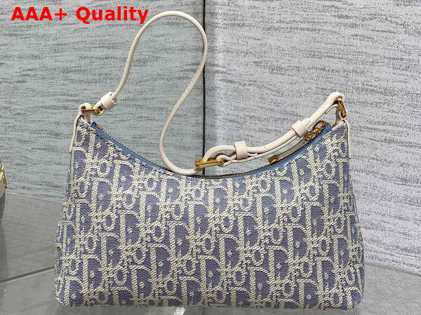 Dior Miss Caro Cigale Mini Bag Blue Dior Oblique Chambray with Raffia Effect and Light Biscuit Smooth Calfskin Replica