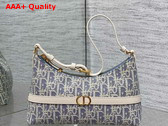 Dior Miss Caro Cigale Mini Bag Blue Dior Oblique Chambray with Raffia Effect and Light Biscuit Smooth Calfskin Replica