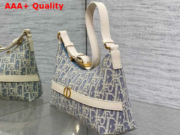 Dior Miss Caro Cigale Mini Bag Blue Dior Oblique Chambray with Raffia Effect and Light Biscuit Smooth Calfskin Replica