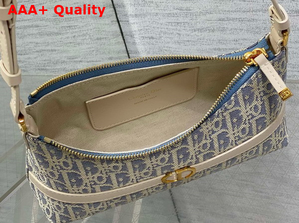 Dior Miss Caro Cigale Mini Bag Blue Dior Oblique Chambray with Raffia Effect and Light Biscuit Smooth Calfskin Replica