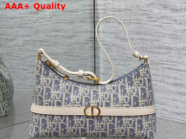 Dior Miss Caro Cigale Mini Bag Blue Dior Oblique Chambray with Raffia Effect and Light Biscuit Smooth Calfskin Replica