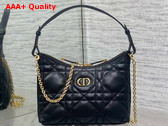 Dior Miss Caro Diorling Mini Bag with Chain in Black Macrocannage Lambskin Replica