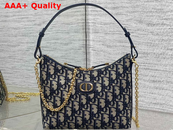 Dior Miss Caro Diorling Mini Bag with Chain in Blue Dior Oblique Jacquard Replica