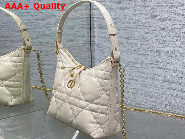 Dior Miss Caro Diorling Mini Bag with Chain in Powder Beige Macrocannage Lambskin Replica