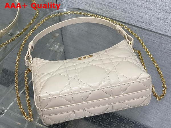 Dior Miss Caro Diorling Mini Bag with Chain in Powder Beige Macrocannage Lambskin Replica