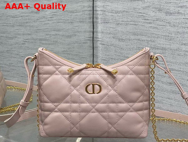 Dior Miss Caro Diorling Mini Bag with Chain in Powder Pink Macrocannage Lambskin Replica