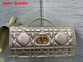 Dior Miss Caro Top Handle Pouch Metallic Gold Tone Macrocannage Calfskin Replica