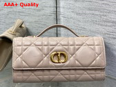 Dior Miss Caro Top Handle Pouch in Beige Macrocannage Lambskin Replica
