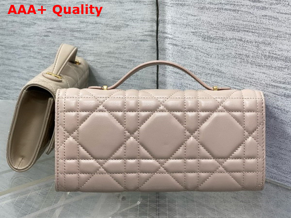 Dior Miss Caro Top Handle Pouch in Beige Macrocannage Lambskin Replica