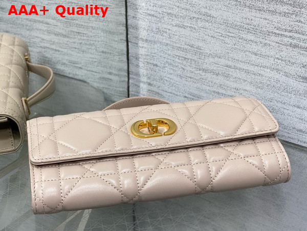 Dior Miss Caro Top Handle Pouch in Beige Macrocannage Lambskin Replica