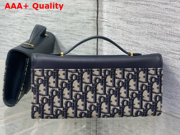 Dior Miss Caro Top Handle Pouch in Blue Dior Oblique Jacquard and Smooth Calfskin Replica