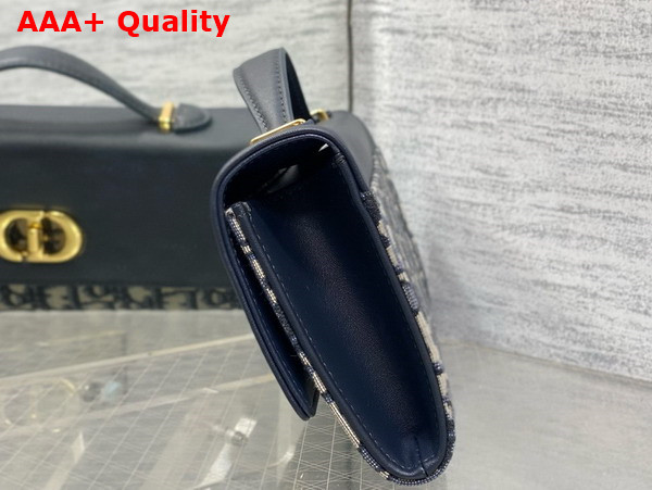 Dior Miss Caro Top Handle Pouch in Blue Dior Oblique Jacquard and Smooth Calfskin Replica