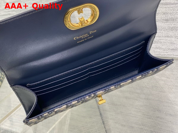 Dior Miss Caro Top Handle Pouch in Blue Dior Oblique Jacquard and Smooth Calfskin Replica
