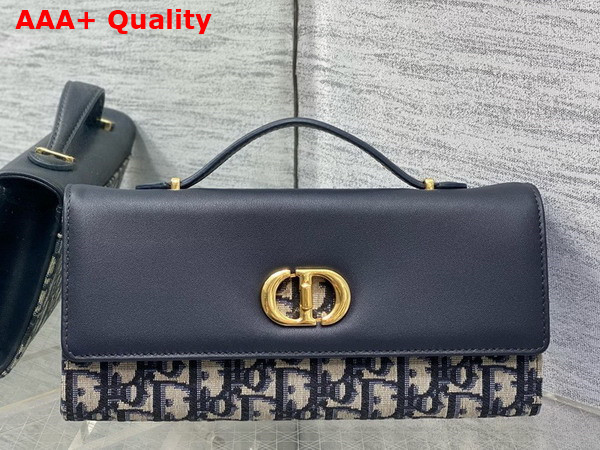 Dior Miss Caro Top Handle Pouch in Blue Dior Oblique Jacquard and Smooth Calfskin Replica