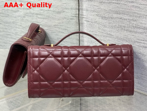 Dior Miss Caro Top Handle Pouch in Burgundy Macrocannage Lambskin Replica