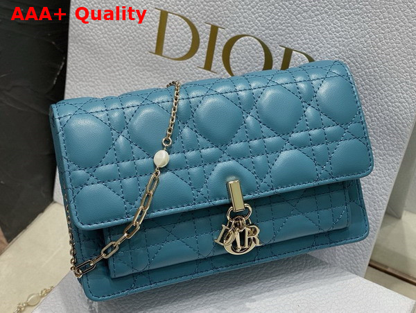 Dior Miss Dior Chain Pouch in Cloud Blue Cannage Lambskin Replica