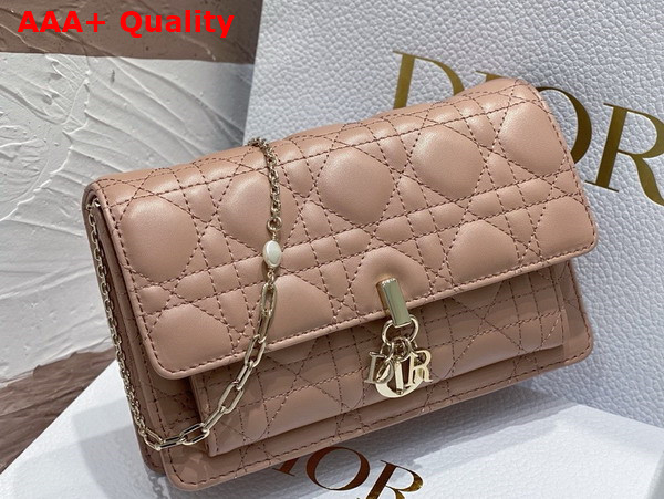 Dior Miss Dior Chain Pouch in Nude Cannage Lambskin Replica