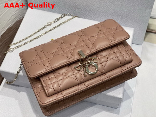 Dior Miss Dior Chain Pouch in Nude Cannage Lambskin Replica