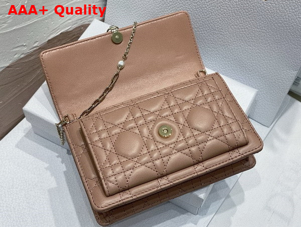 Dior Miss Dior Chain Pouch in Nude Cannage Lambskin Replica