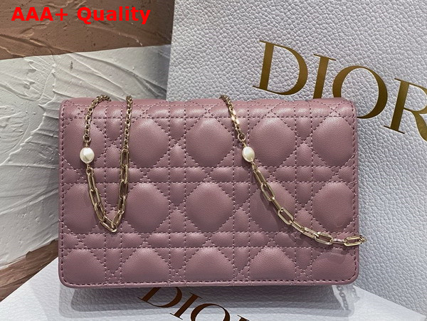 Dior Miss Dior Chain Pouch in Nude Pink Cannage Lambskin Replica
