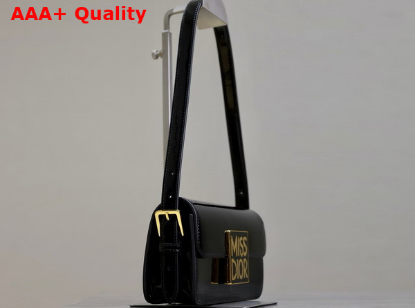 Dior Miss Dior Flap Bag Black Patent Calfskin Replica