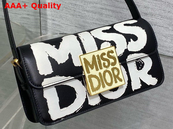 Dior Miss Dior Flap Bag Black and White Miss Dior Graffiti Printed Calfskin Replica