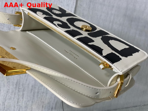 Dior Miss Dior Flap Bag White and Black Miss Dior Graffiti Printed Calfskin Replica
