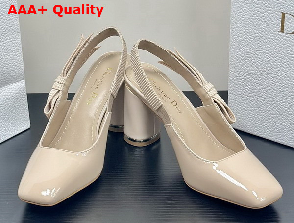 Dior Miss Dior Paris Slingback Pump in Nude Patent Calfskin Replica