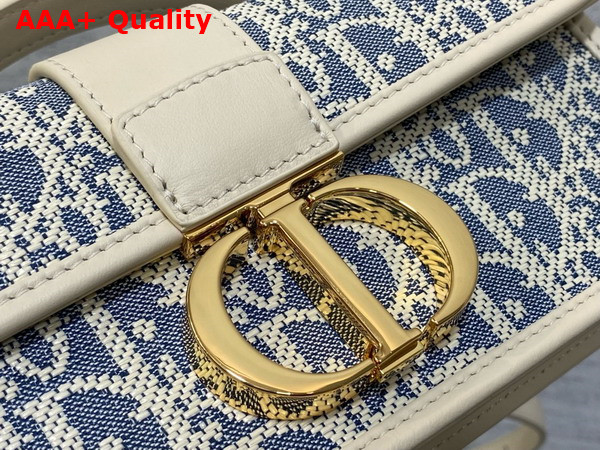 Dior Miss Montaigne Mini Bag Blue Dior Oblique Chambray with Raffia Effect and Light Biscuit Smooth Calfskin Replica