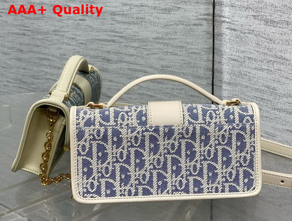 Dior Miss Montaigne Mini Bag Blue Dior Oblique Chambray with Raffia Effect and Light Biscuit Smooth Calfskin Replica