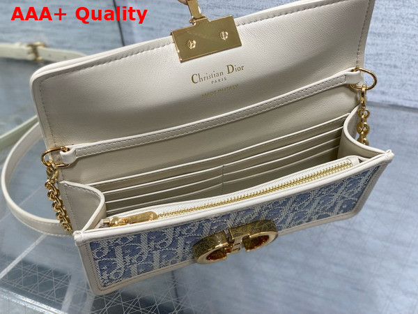 Dior Miss Montaigne Mini Bag Blue Dior Oblique Chambray with Raffia Effect and Light Biscuit Smooth Calfskin Replica