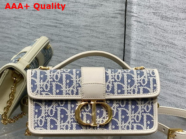 Dior Miss Montaigne Mini Bag Blue Dior Oblique Chambray with Raffia Effect and Light Biscuit Smooth Calfskin Replica