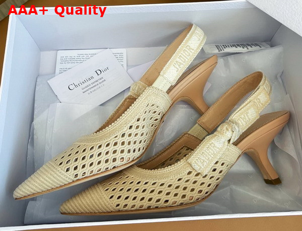 Dior Moi Slingback Pump Beige Mesh Cannage Embroidery Replica