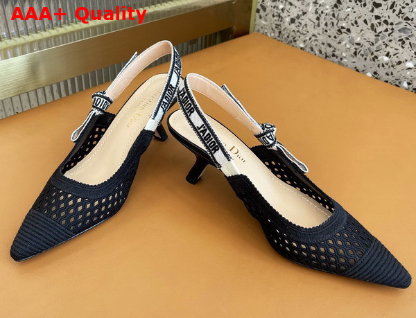 Dior Moi Slingback Pump Black Mesh Cannage Embroidery Replica