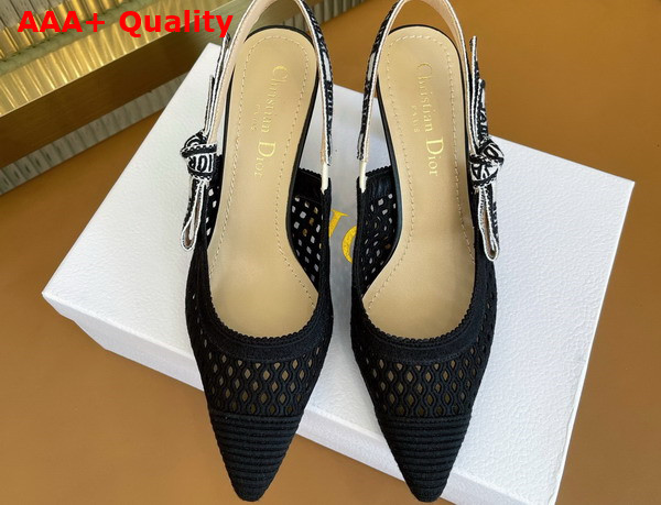 Dior Moi Slingback Pump Black Mesh Cannage Embroidery Replica