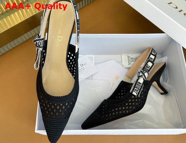 Dior Moi Slingback Pump Black Mesh Cannage Embroidery Replica